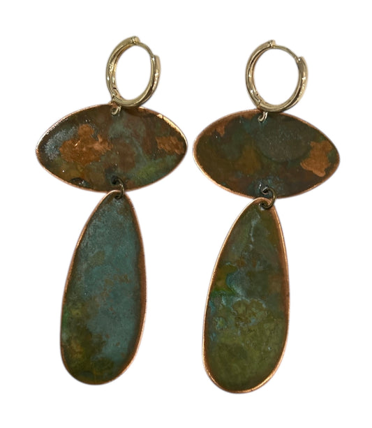 Earrings Geometric Brass & Copper Sardegna Hoiko sold at Aqualta