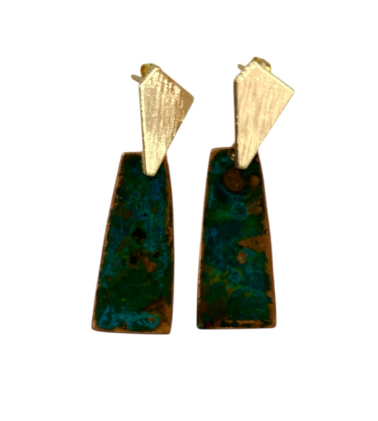 Earrings Geometric Brass & Copper Torre Hoiko sold at Aqualta