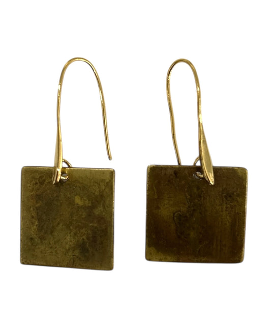 Earrings Geometric Brass and Copper Quadro Hoiko Sold at Aqualta