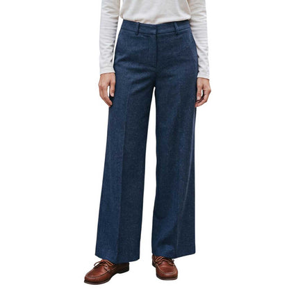 GoodMatch Blue Tweed Palazzo Pants with Elastic Back Waistband – Aqualta