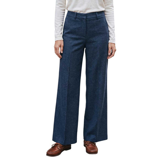 GoodMatch Blue Tweed Palazzo Pants with Elastic Back Waistband – Aqualta