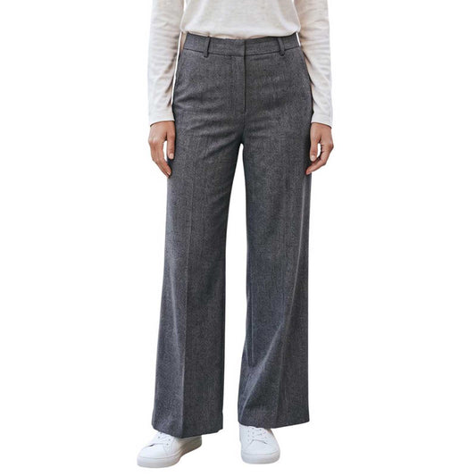 Women’s gray tweed palazzo pants with comfortable elastic waistband by Goodmatch at Aqualta