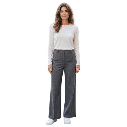 Goodmatch gray tweed palazzo pants with elastic waistband sold at Aqualta