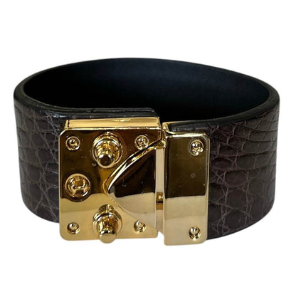 Exotic leather Cuff with Brass buckle - AQUALTA
