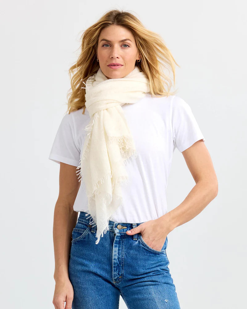 Felted Cashmere Scarf White
