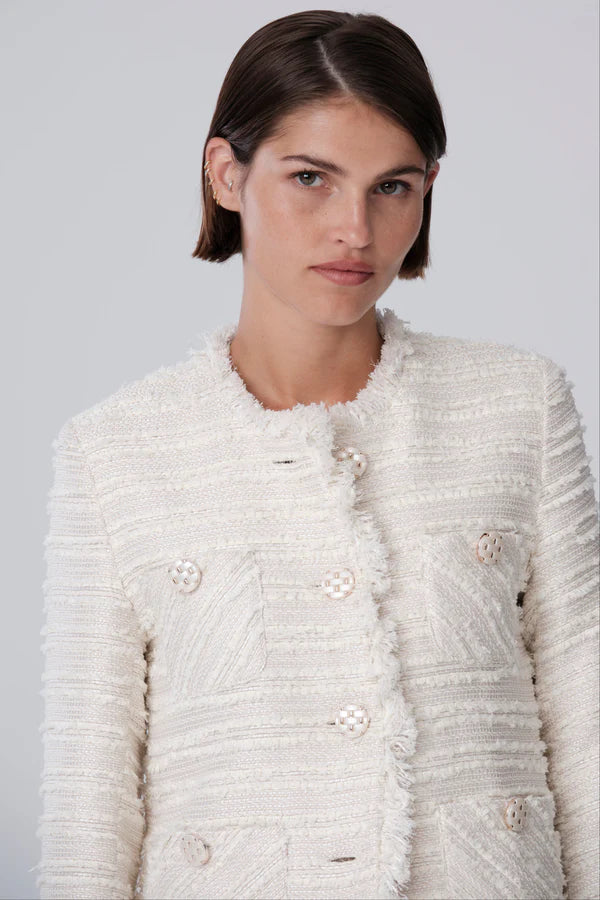 Women picture of our Short Jacket Florina Cream Sold at Aqualta