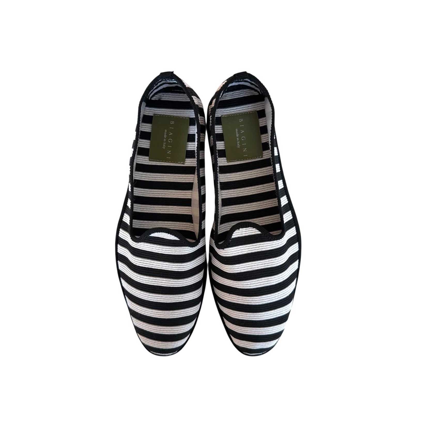Friulana Flats Canvas Stripes Black Biagini sold at Aqualta