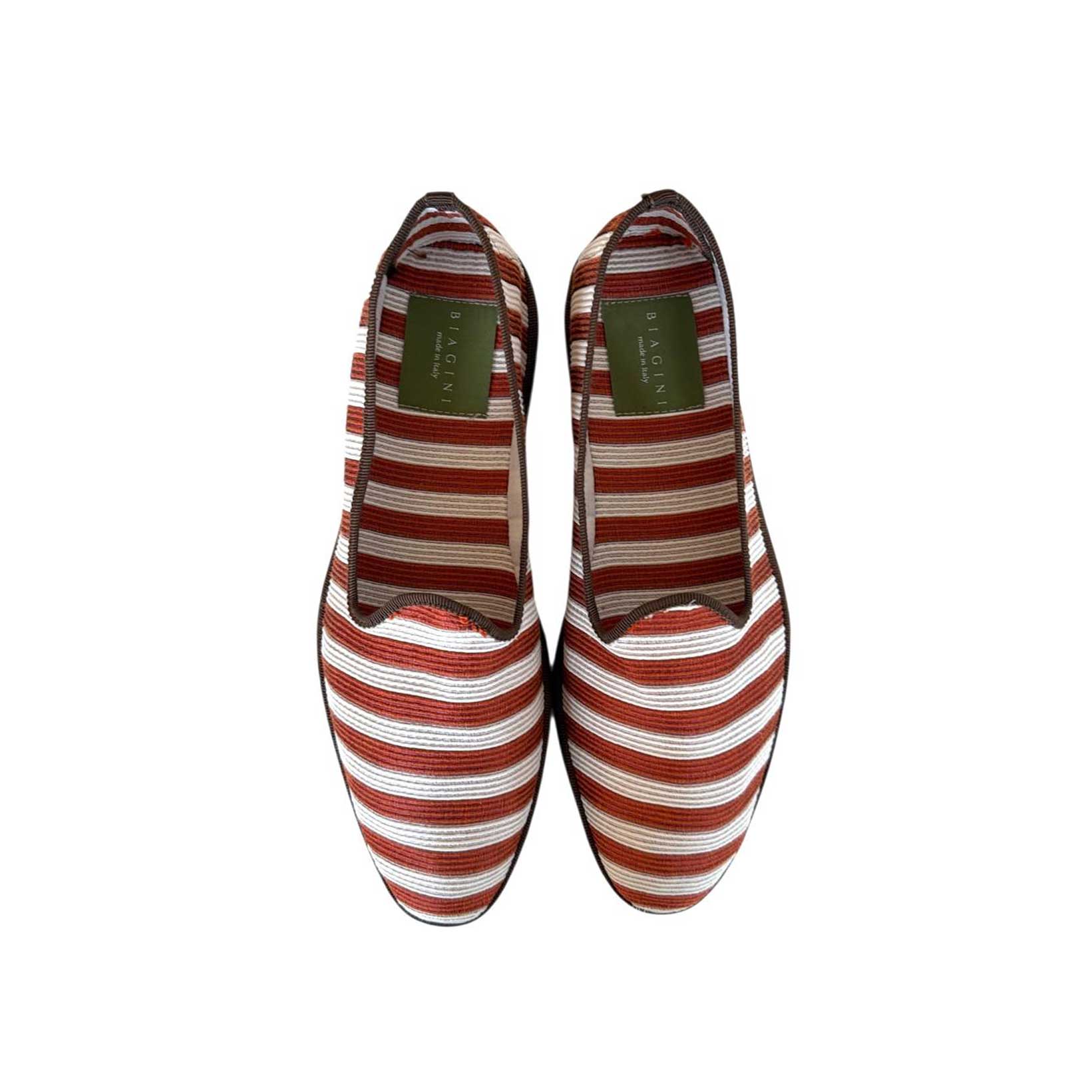 Friulana Flats Canvas Stripes Cognac Biagini sold at Aqualta
