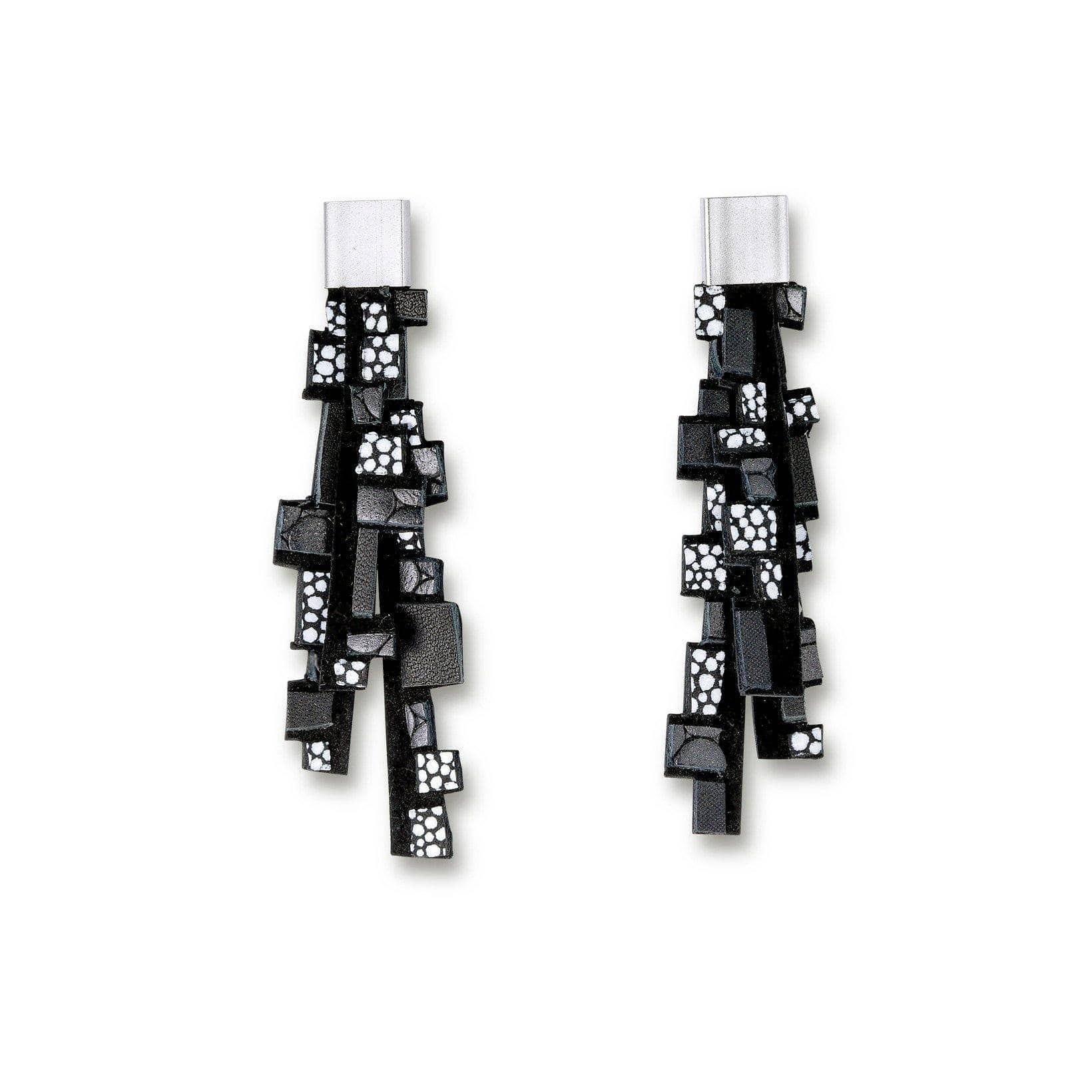 Gaia Silver long leather Earrings Shulli Design sold at Aqualta
