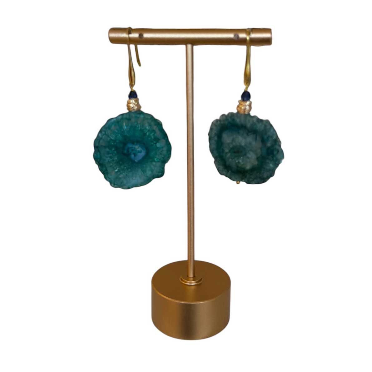 Geode Dyed Quartz Earrings Green Peggy Goodman sold at Aqualta