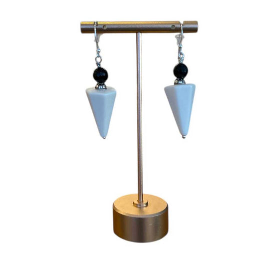 Geometric Bone & Black Earrings Peggy Goodman sold at Aqualta