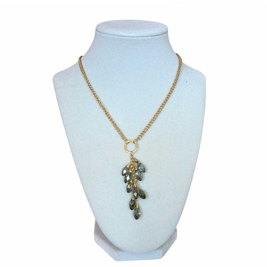 Gold chain with Grey Swarovski Peggy Goodman sold at Aqualta