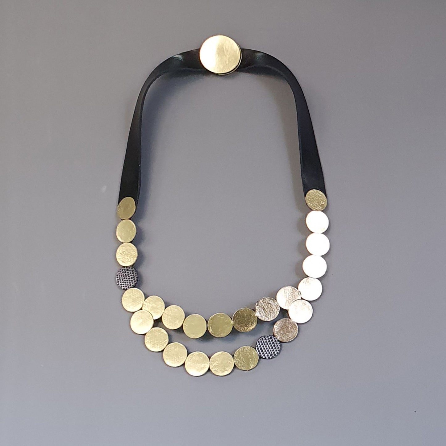 Raindrop Long Gold Leather Necklace Shullidesign sold at aqualta 3