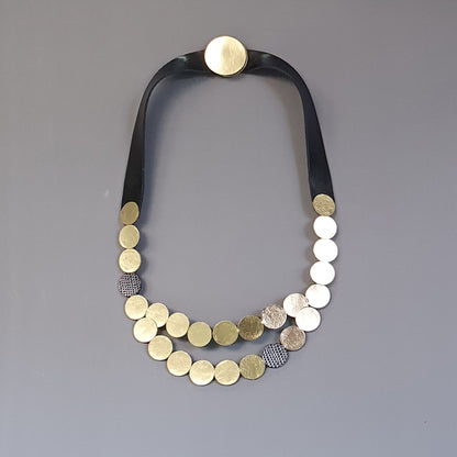 Raindrop Long Gold Leather Necklace Shullidesign sold at aqualta 3