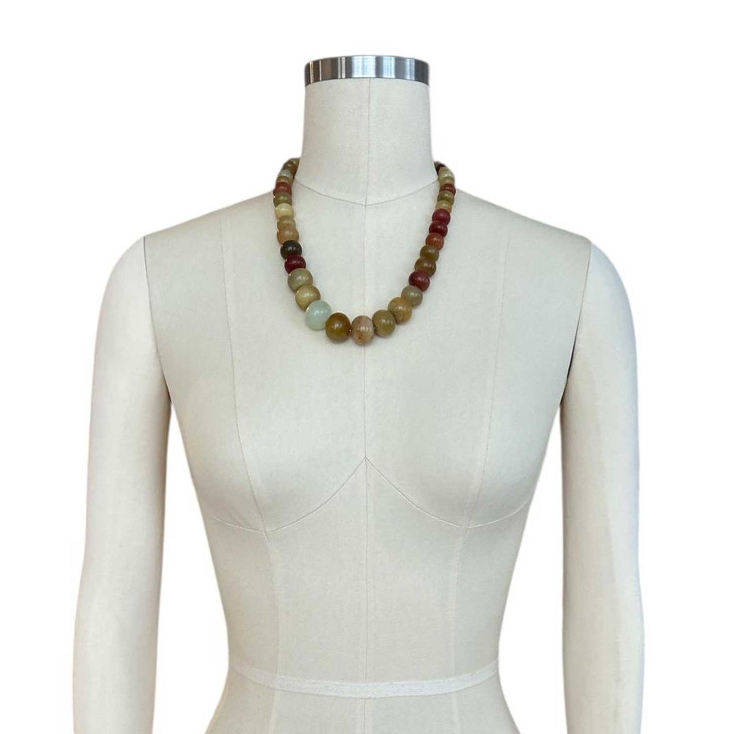 Graduated Agate orange, gold & green Necklace Peggy Goodman sold at Aqualta 2