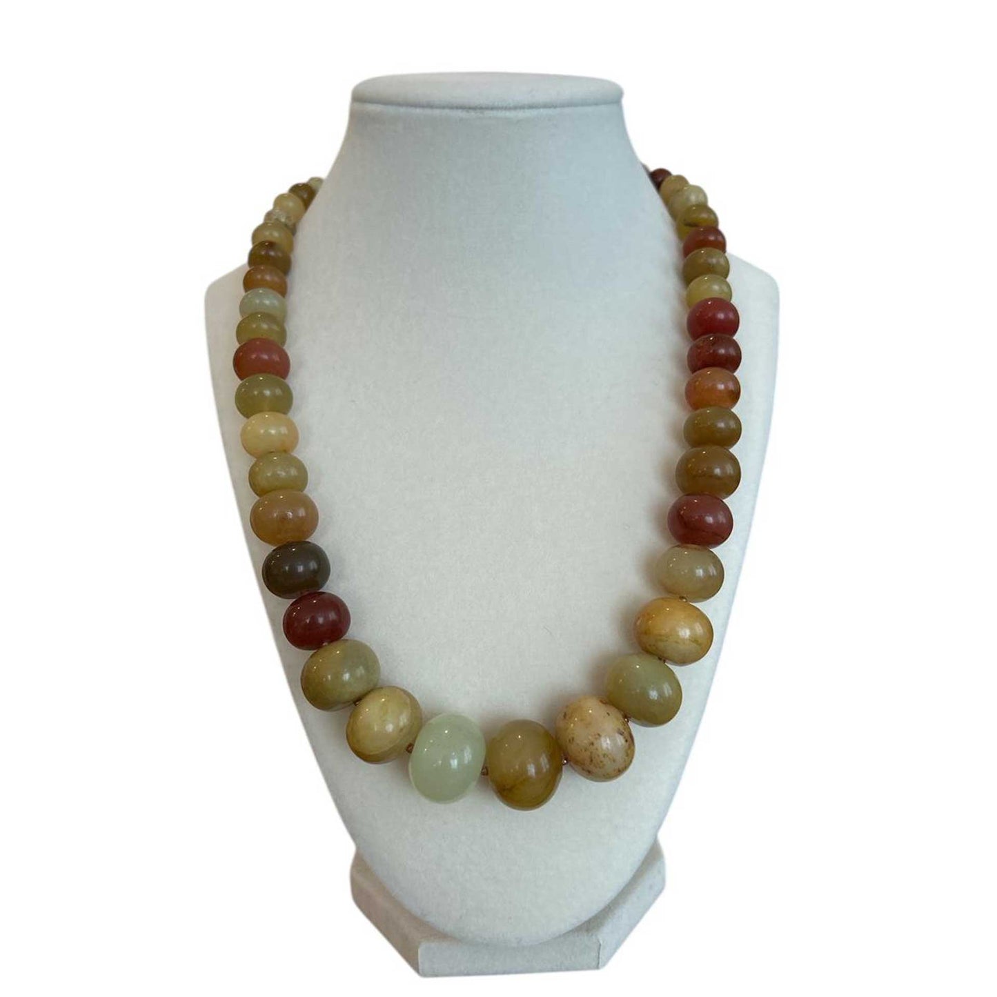 Graduated Agate orange, gold & green Necklace Peggy Goodman sold at Aqualta