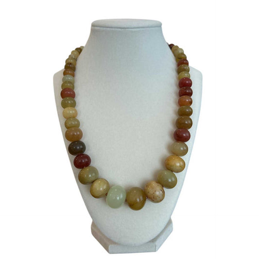 Graduated Agate orange, gold & green Necklace Peggy Goodman sold at Aqualta