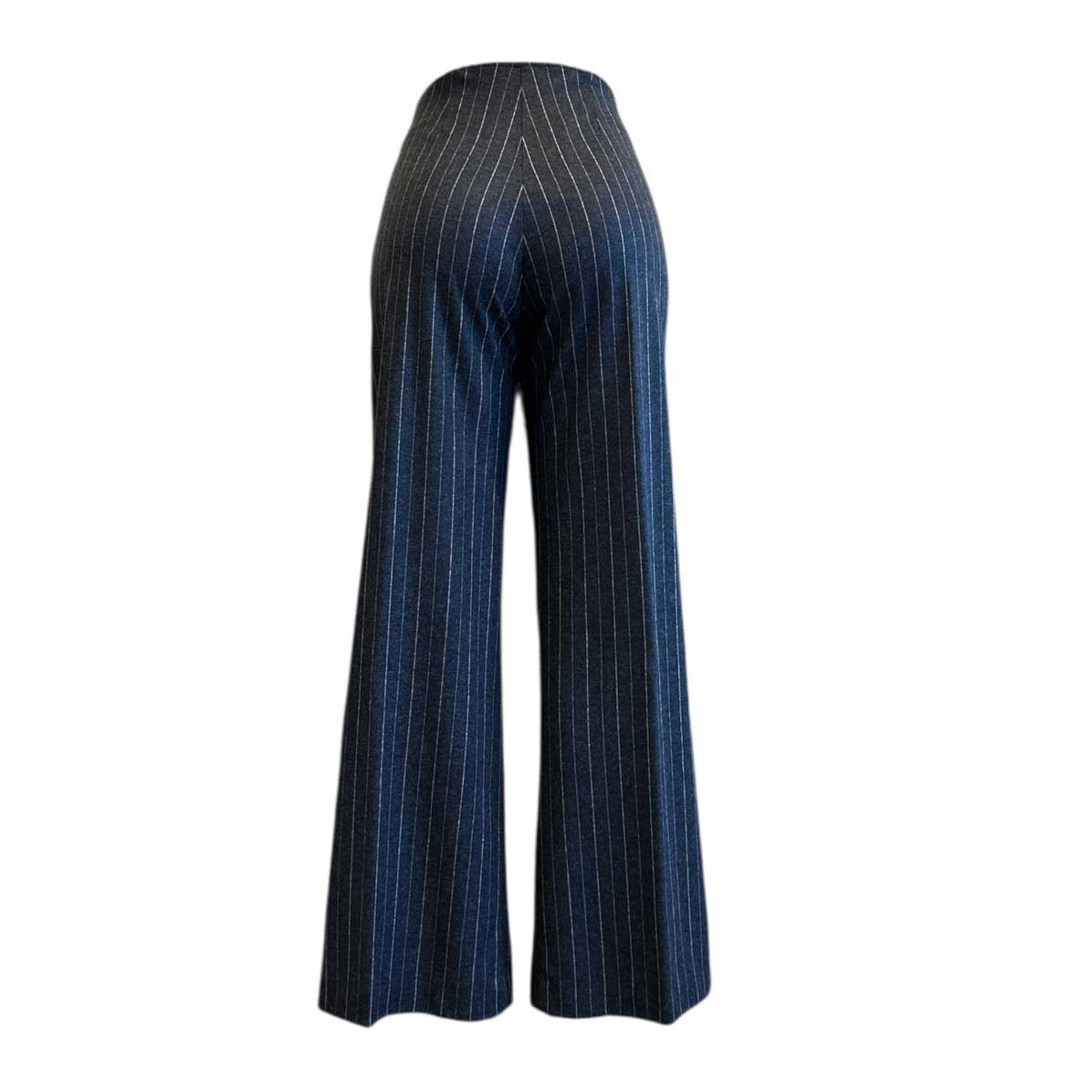 Grey-Cream Pinstripe Jersey Pants Palazzo cut Goodmatch Sold at Aqualta 2
