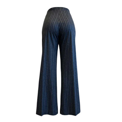 Grey-Cream Pinstripe Jersey Pants Palazzo cut Goodmatch Sold at Aqualta 2