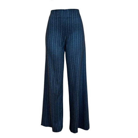 Grey-Cream Pinstripe Jersey Pants Palazzo cut Goodmatch Sold at Aqualta