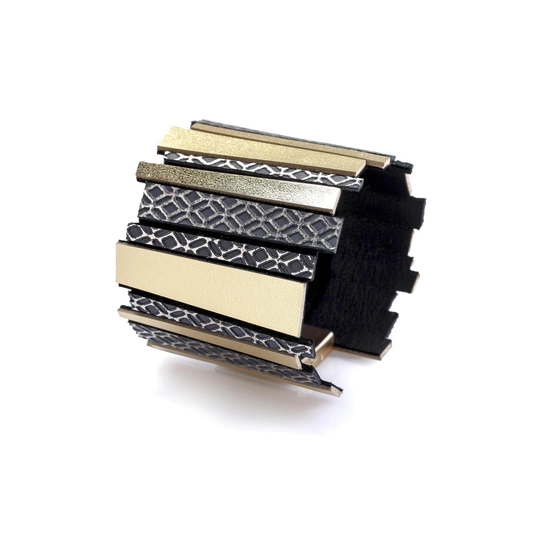 Helena Gold Cuff Leather Bracelet Shulli Design sold at Aqualta
