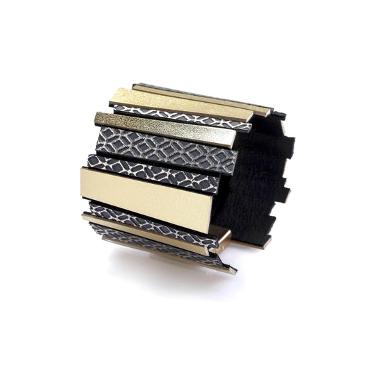 Helena Gold Cuff Leather Bracelet Shulli Design sold at Aqualta
