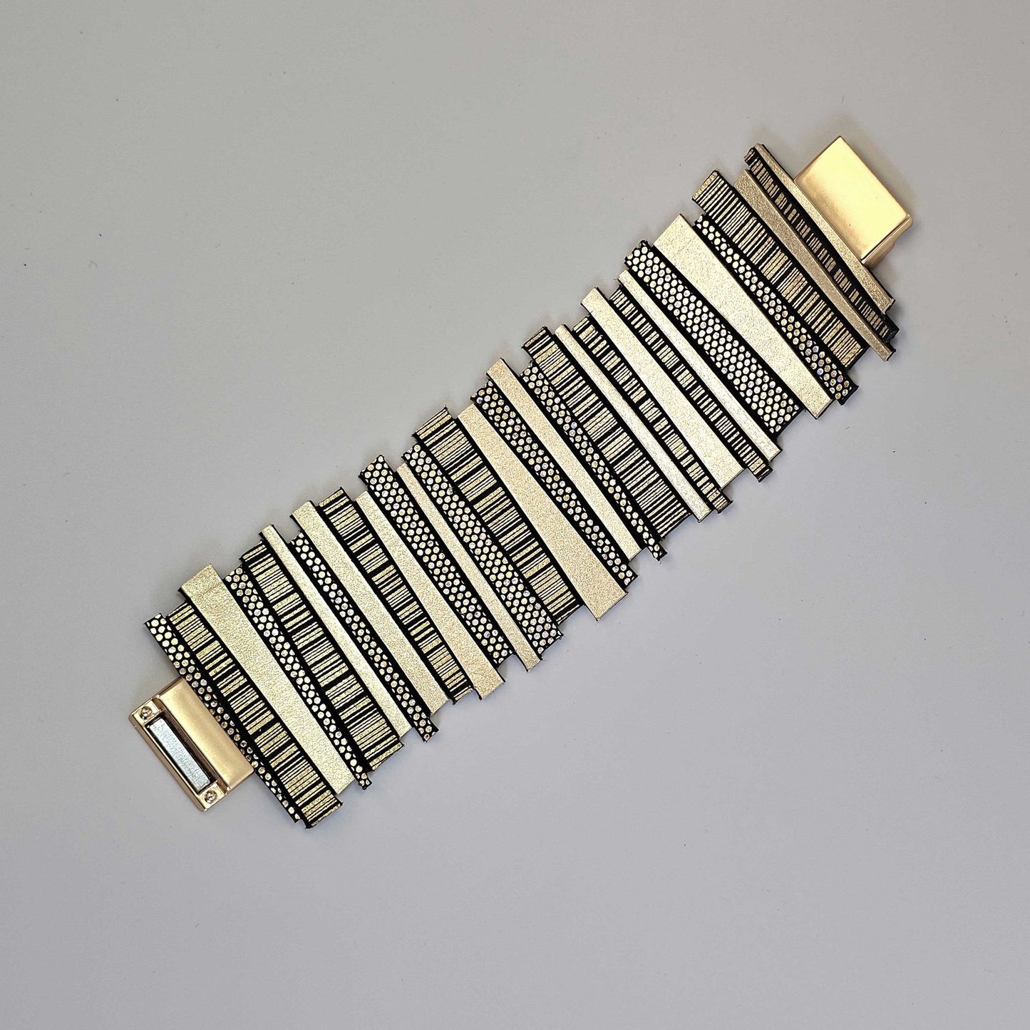 Helena Gold Cuff Leather Bracelet Shulli Design sold at Aqualta 4
