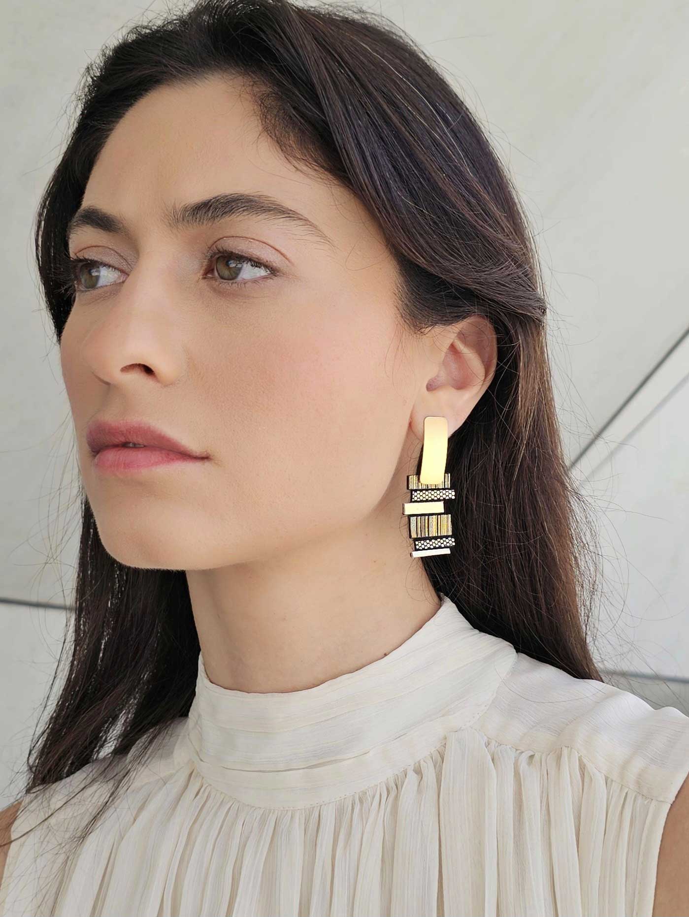 Helena Gold Earrings Shullidesign sold at Aqualta 3