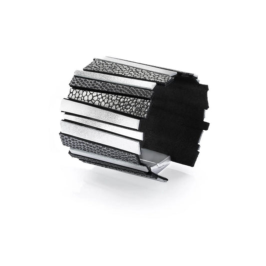 Helena Silver Cuff Leather Bracelet Shullidesign sold at Aqualta