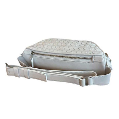 Intrecciato Leather Fanny Pack White Biagini sold at Aqualta 3