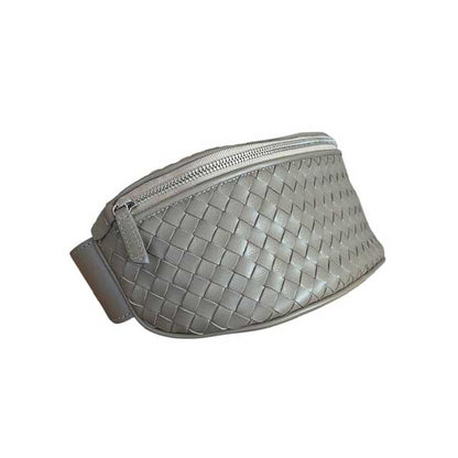 Intrecciato Leather Fanny Pack Grey Biagini sold at Aqualta 2