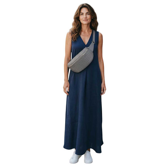 Intrecciato Leather Fanny Pack Grey Biagini sold at Aqualta