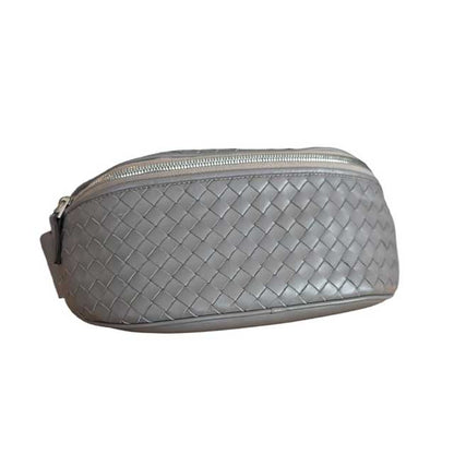 Intrecciato Leather Fanny Pack Taupe Biagini sold at Aqualta 2