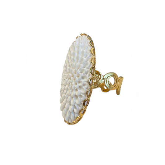 Ivory Carnation Cabochon on Gold vermeil Peggy Goodman Sold at Aqualta