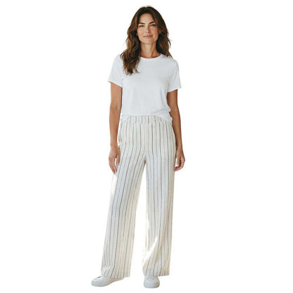 Jersey loose Pants Beige Pinstripe Goodmatch sold at Aqualta