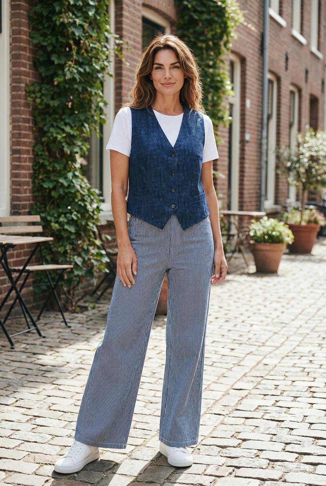 Jersey loose Pants Blue Pinstripe Goodmatch sold at Aqualta 3