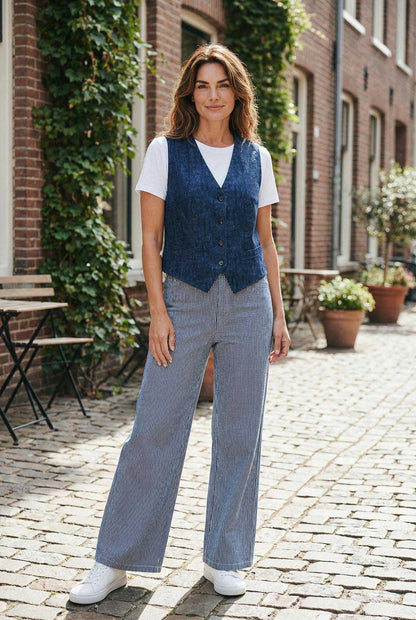Jersey loose Pants Blue Pinstripe Goodmatch sold at Aqualta 3