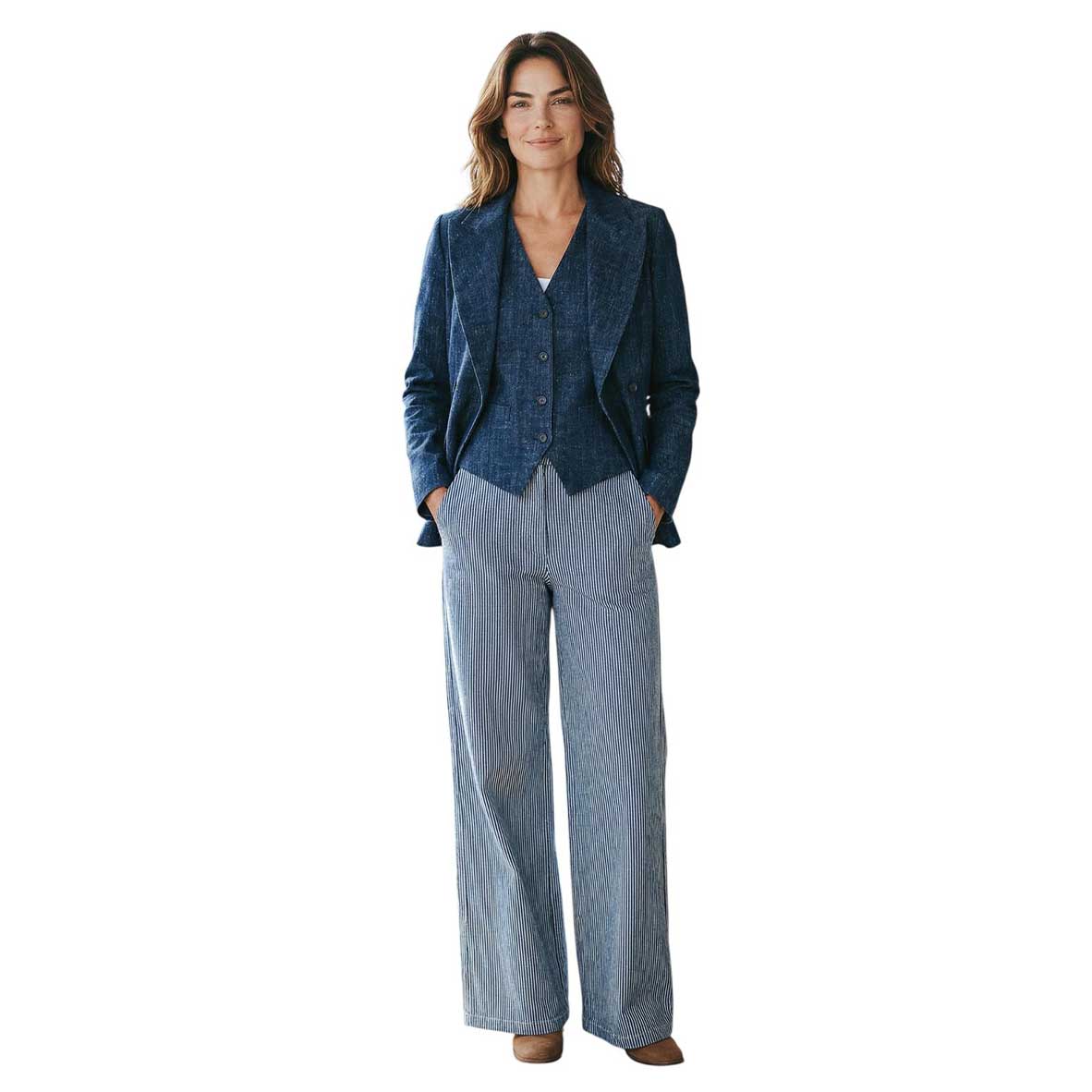 Jersey loose Pants Blue Pinstripe Goodmatch sold at Aqualta 2