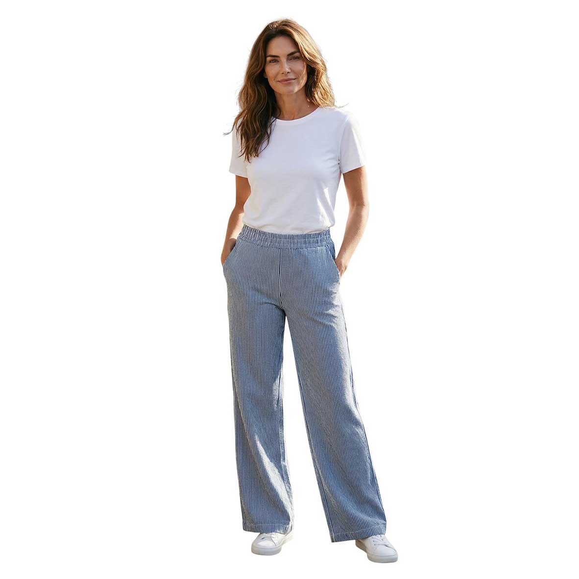 Jersey loose Pants Blue Pinstripe Goodmatch sold at Aqualta 6