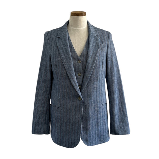 Jersey Jacket Classic Single breast Blue Herringbone Goodmatch