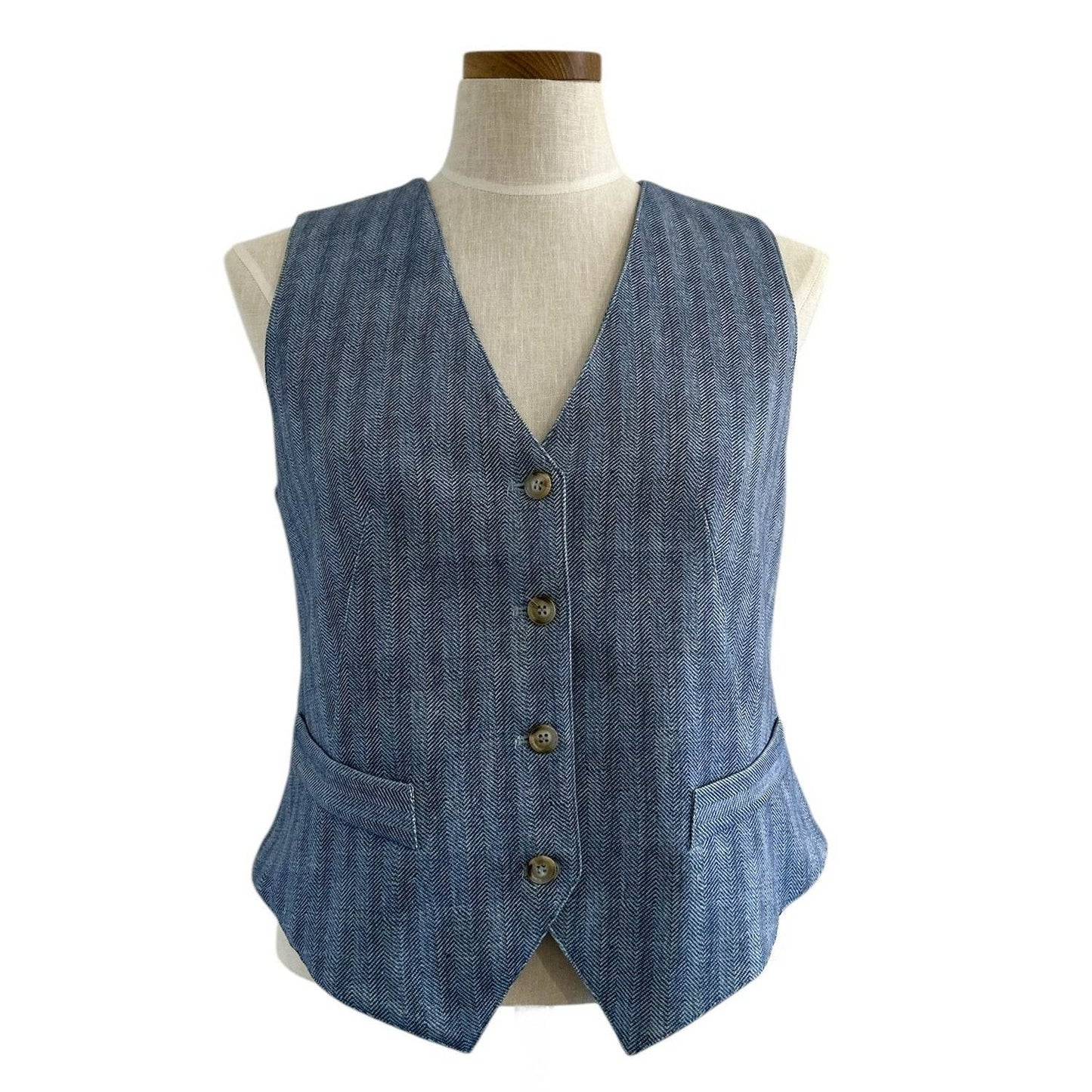 Jersey Vest Blue Herringbone - AQUALTA