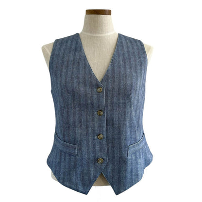 Jersey Vest Blue Herringbone - AQUALTA