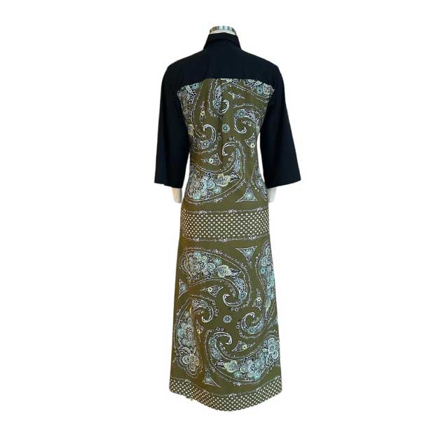 Back Picture of our Kimono silk cotton Black dress Caliban sold at Aqualta