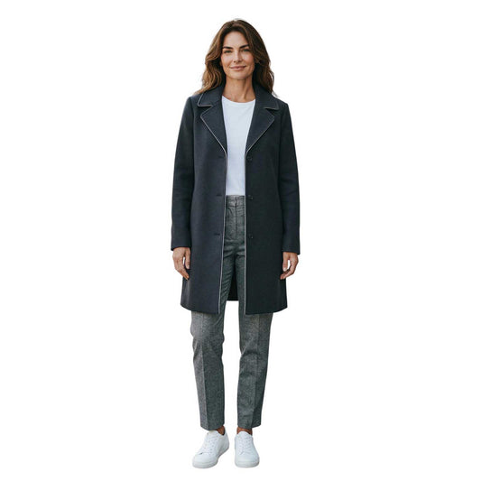 Woman wearing a Knee length Black Coat Goodlmatch on a women sold at Aqualta