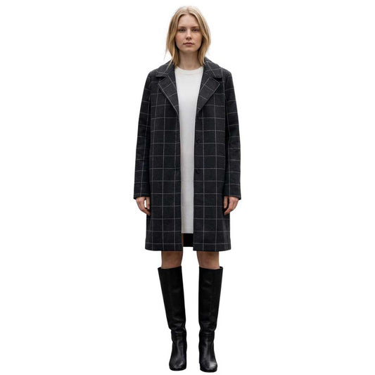 Knee length Tartan Black Coat Goodmatch sold at Aqualta 2