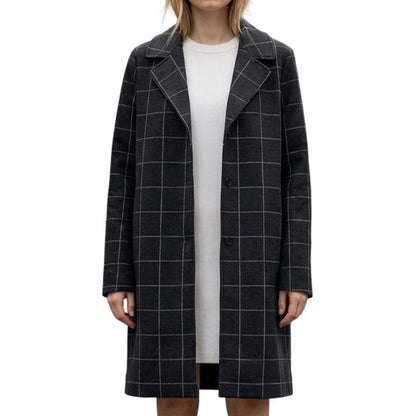 Knee length Tartan Black Coat Goodmatch sold at Aqualta