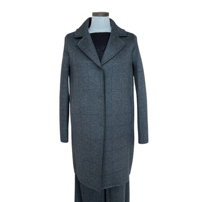 CLosed Knee length Tartan Grey Coat Goodmatch on a mannequin sold at Aqualta 