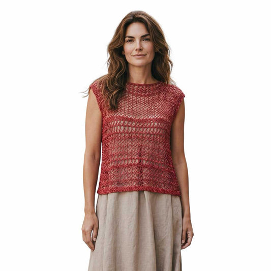 Knit Mesh Tank top Short sleeve Coral Chiara Toffanin sold at Aqualta