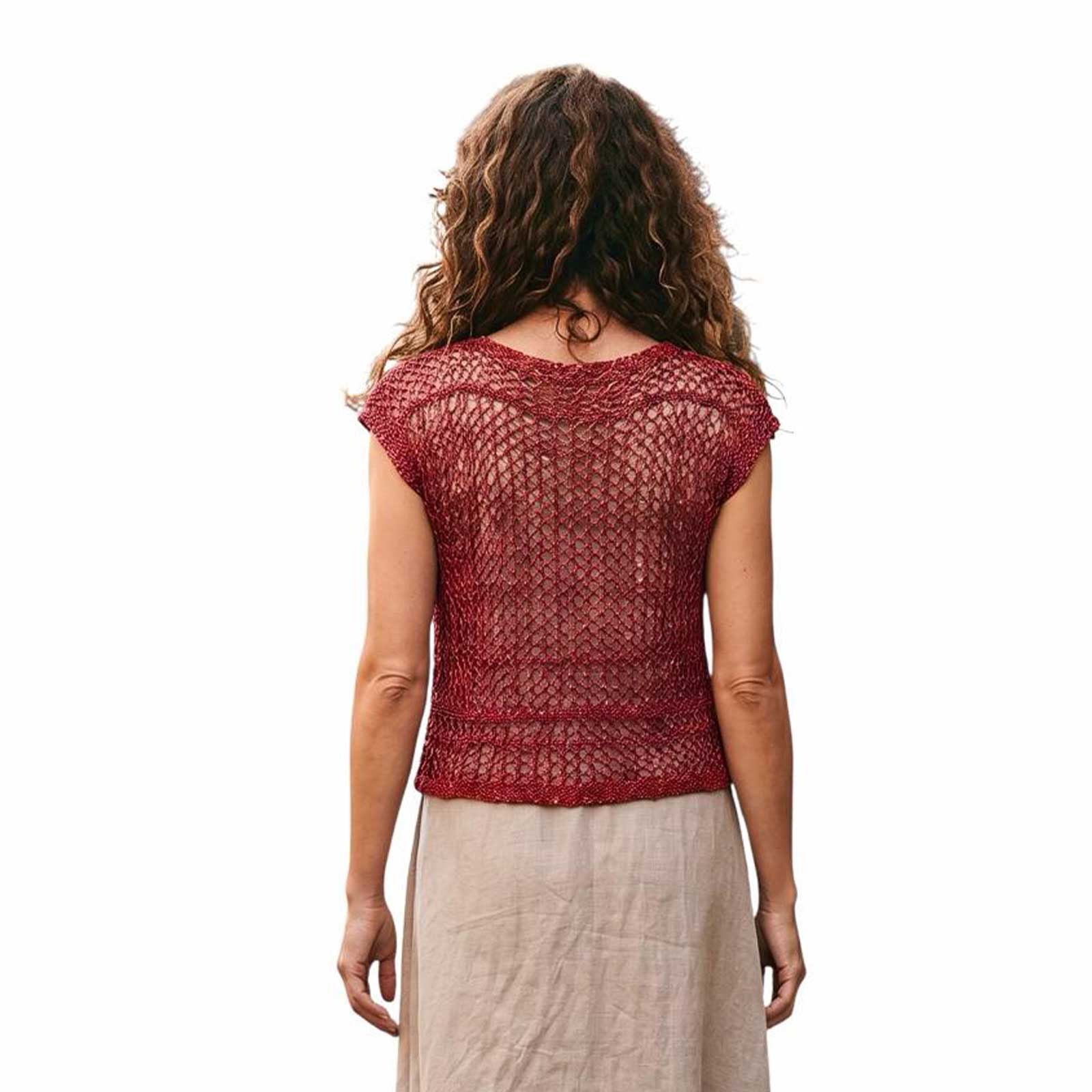 Knit Mesh Tank top Short sleeve Coral Chiara Toffanin sold at Aqualta 2