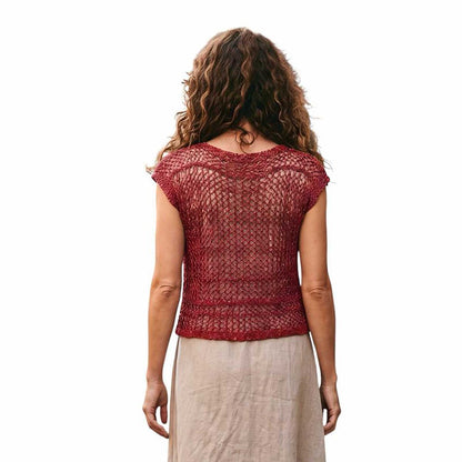 Knit Mesh Tank top Short sleeve Coral Chiara Toffanin sold at Aqualta 2